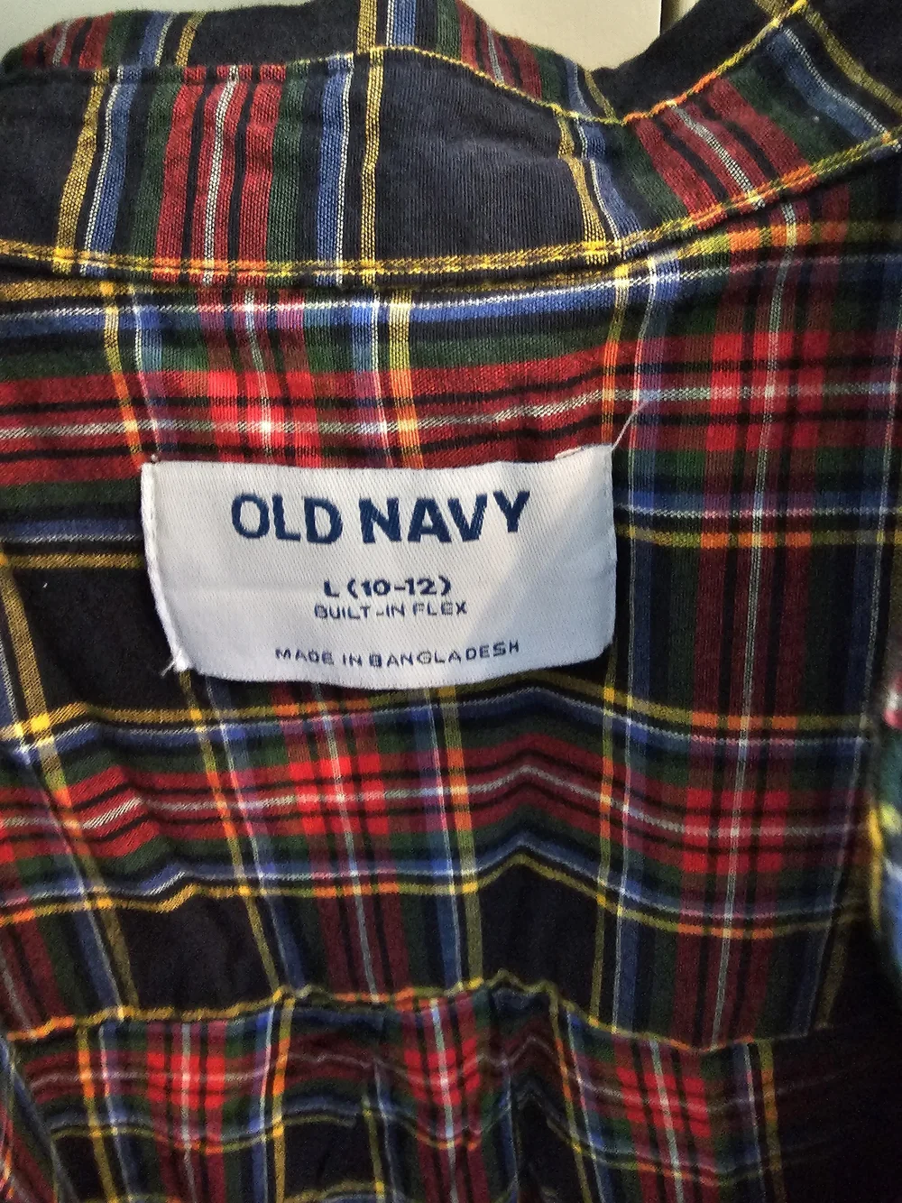 Old Navy Navy and Red Plaid Button-Down Shirt for Kids